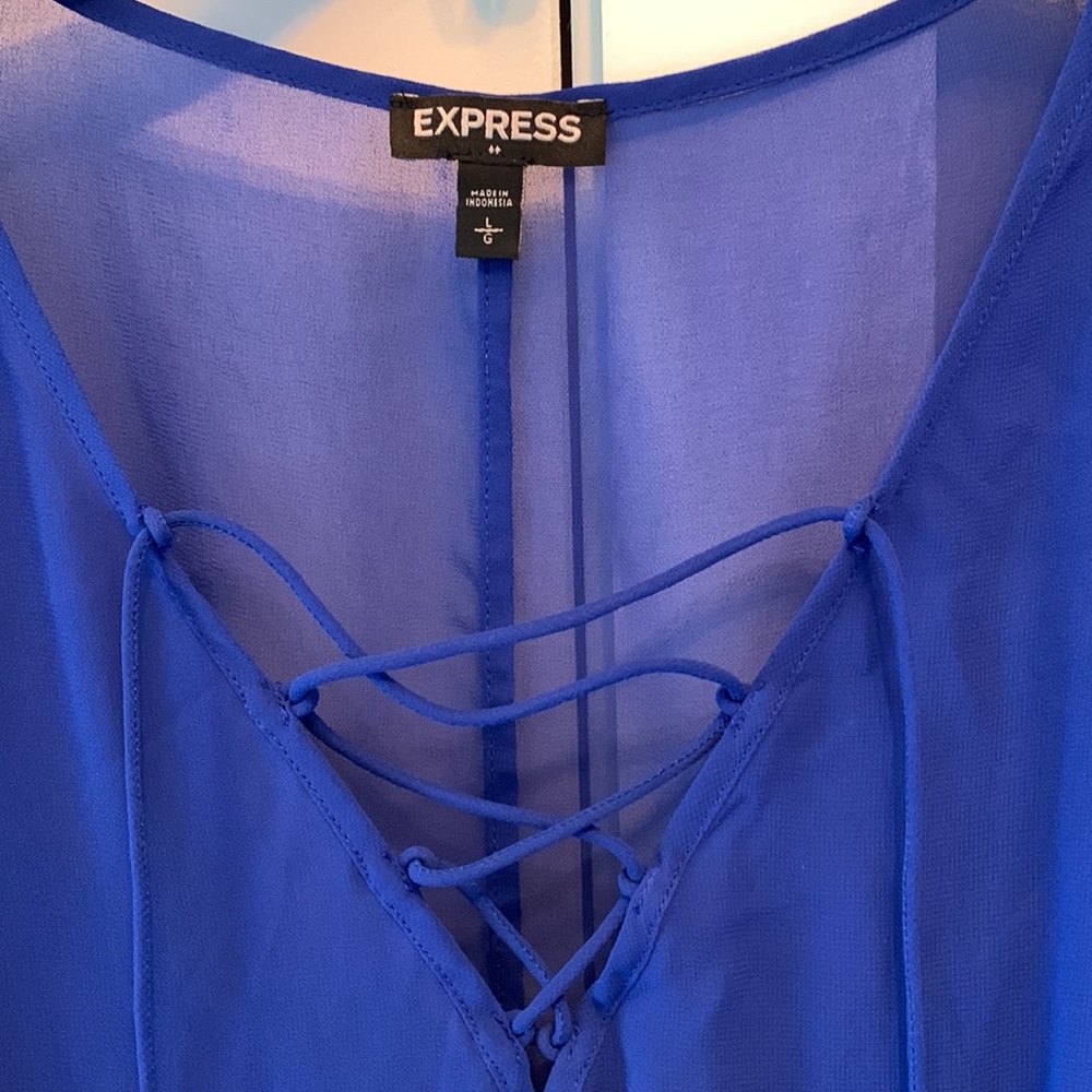 Express Flutter Sleeve Chiffon Overlay Dress - image 2